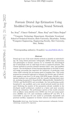 Forensic Dental Age Estimation Using Modified Deep Learning Neural
  Network