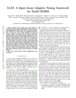 IAAT: A Input-Aware Adaptive Tuning framework for Small GEMM