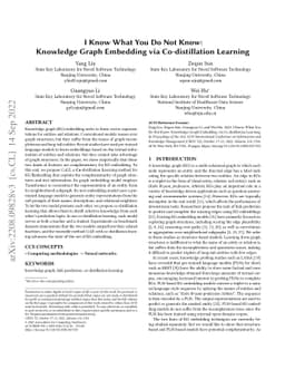 I Know What You Do Not Know: Knowledge Graph Embedding via
  Co-distillation Learning