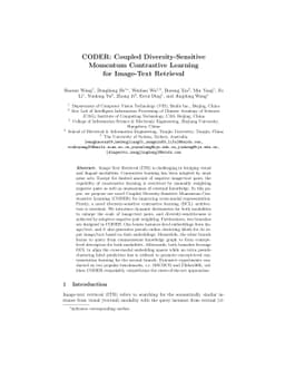 CODER: Coupled Diversity-Sensitive Momentum Contrastive Learning for
  Image-Text Retrieval