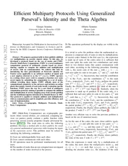 Efficient Multiparty Protocols Using Generalized Parseval's Identity and
  the Theta Algebra