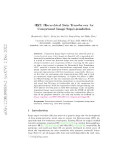 HST: Hierarchical Swin Transformer for Compressed Image Super-resolution