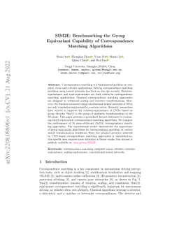 SIM2E: Benchmarking the Group Equivariant Capability of Correspondence
  Matching Algorithms