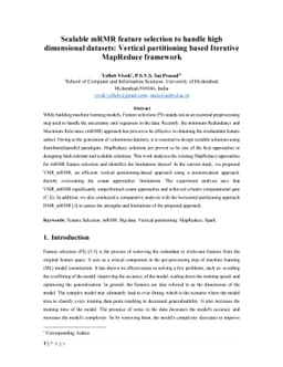 Scalable mRMR feature selection to handle high dimensional datasets:
  Vertical partitioning based Iterative MapReduce framework