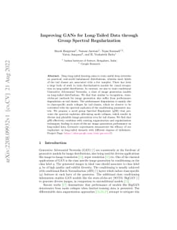 Improving GANs for Long-Tailed Data through Group Spectral
  Regularization