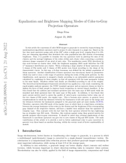 Equalization and Brightness Mapping Modes of Color-to-Gray Projection
  Operators