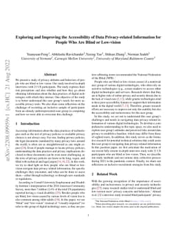 Exploring and Improving the Accessibility of Data Privacy-related
  Information for People Who Are Blind or Low-vision
