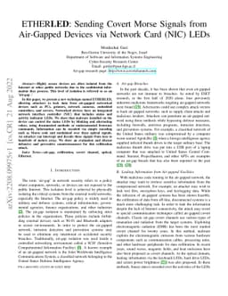 ETHERLED: Sending Covert Morse Signals from Air-Gapped Devices via
  Network Card (NIC) LEDs