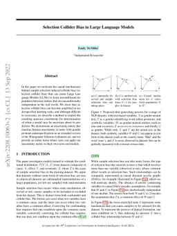 Selection Collider Bias in Large Language Models