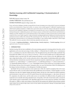 Machine Learning with Confidential Computing: A Systematization of
  Knowledge