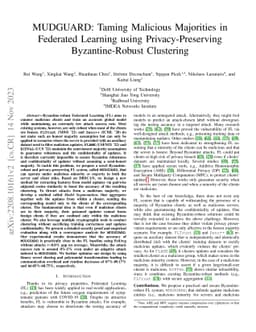 MUDGUARD: Taming Malicious Majorities in Federated Learning using
  Privacy-Preserving Byzantine-Robust Clustering