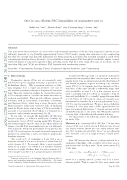 On the non-efficient PAC learnability of conjunctive queries
