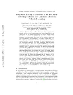 Long-Short History of Gradients is All You Need: Detecting Malicious and
  Unreliable Clients in Federated Learning