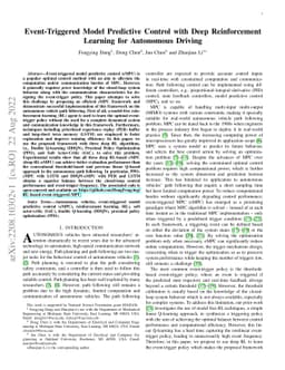 Event-Triggered Model Predictive Control with Deep Reinforcement
  Learning for Autonomous Driving