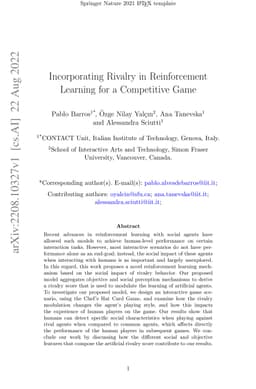 Incorporating Rivalry in Reinforcement Learning for a Competitive Game