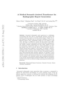 A Medical Semantic-Assisted Transformer for Radiographic Report
  Generation
