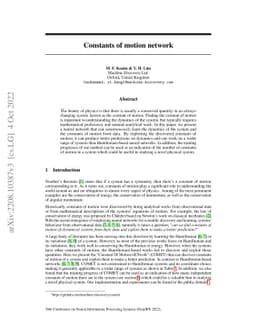 Constants of motion network