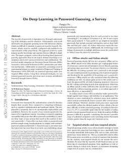 On Deep Learning in Password Guessing, a Survey