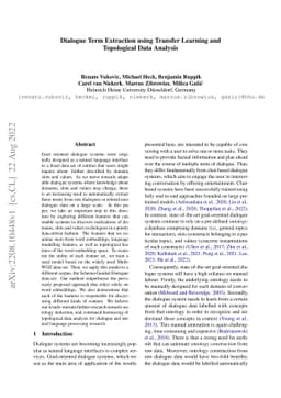 Dialogue Term Extraction using Transfer Learning and Topological Data
  Analysis