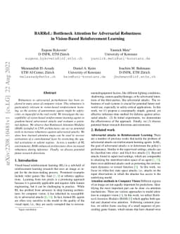 BARReL: Bottleneck Attention for Adversarial Robustness in Vision-Based
  Reinforcement Learning