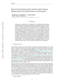 Dataset Condensation with Latent Space Knowledge Factorization and
  Sharing