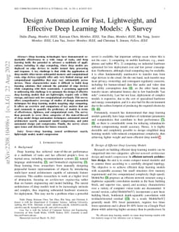 Design Automation for Fast, Lightweight, and Effective Deep Learning
  Models: A Survey