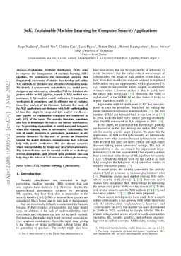 SoK: Explainable Machine Learning for Computer Security Applications