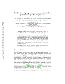 Evaluation of group fairness measures in student performance prediction
  problems