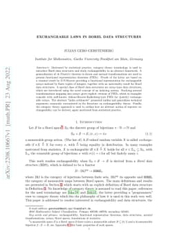 Exchangeable Laws in Borel Data Structures