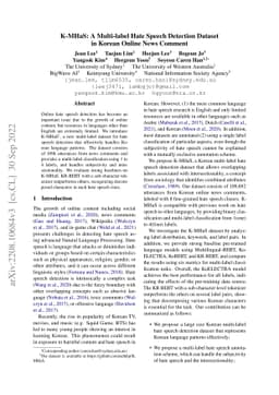 K-MHaS: A Multi-label Hate Speech Detection Dataset in Korean Online
  News Comment