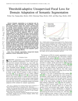 Threshold-adaptive Unsupervised Focal Loss for Domain Adaptation of
  Semantic Segmentation