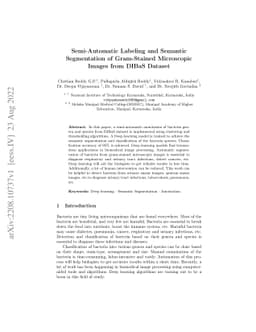 Semi-Automatic Labeling and Semantic Segmentation of Gram-Stained
  Microscopic Images from DIBaS Dataset