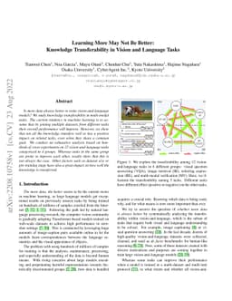 Learning More May Not Be Better: Knowledge Transferability in Vision and
  Language Tasks
