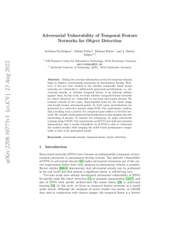 Adversarial Vulnerability of Temporal Feature Networks for Object
  Detection