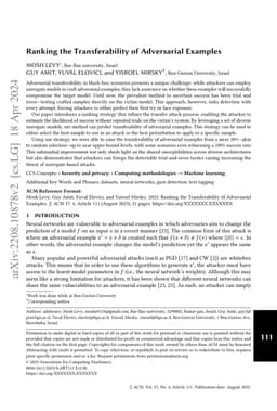 Transferability Ranking of Adversarial Examples