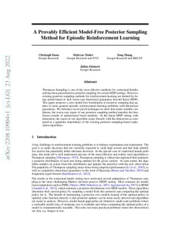 A Provably Efficient Model-Free Posterior Sampling Method for Episodic
  Reinforcement Learning