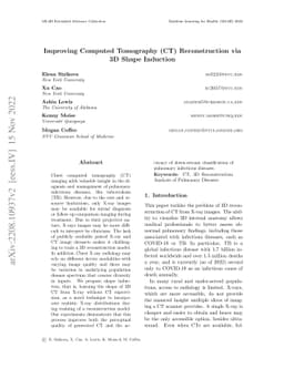 Improving Computed Tomography (CT) Reconstruction via 3D Shape Induction