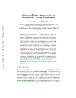 Adversarial Feature Augmentation for Cross-domain Few-shot
  Classification