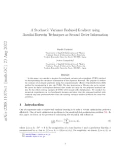A Stochastic Variance Reduced Gradient using Barzilai-Borwein Techniques
  as Second Order Information
