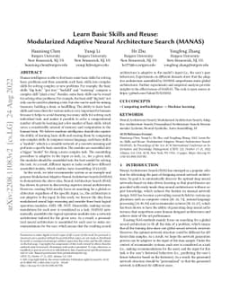 Learn Basic Skills and Reuse: Modularized Adaptive Neural Architecture
  Search (MANAS)