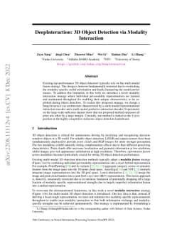 DeepInteraction: 3D Object Detection via Modality Interaction