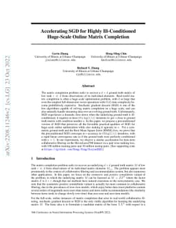 Accelerating SGD for Highly Ill-Conditioned Huge-Scale Online Matrix
  Completion