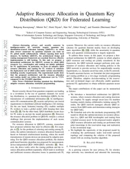 Adaptive Resource Allocation in Quantum Key Distribution (QKD) for
  Federated Learning