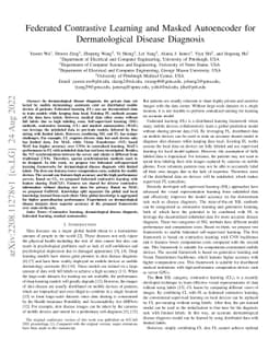 Federated Self-Supervised Contrastive Learning and Masked Autoencoder
  for Dermatological Disease Diagnosis