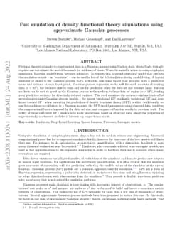 Fast emulation of density functional theory simulations using
  approximate Gaussian processes