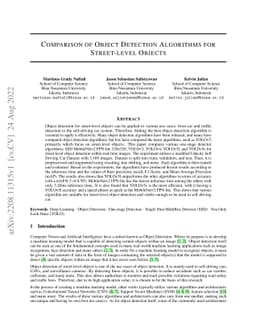 Comparison of Object Detection Algorithms for Street-level Objects