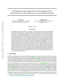 K-Order Graph-oriented Transformer with GraAttention for 3D Pose and
  Shape Estimation
