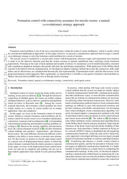 Formation control with connectivity assurance for missile swarm: a
  natural co-evolutionary strategy approach