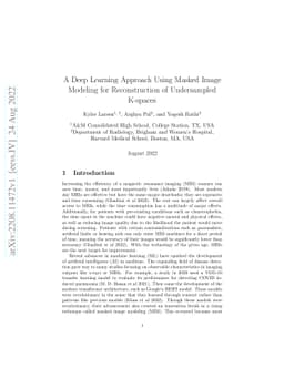 A Deep Learning Approach Using Masked Image Modeling for Reconstruction
  of Undersampled K-spaces