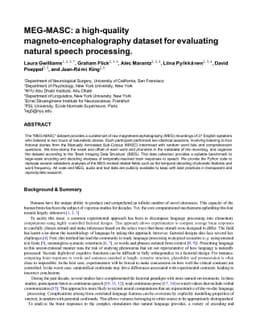 MEG-MASC: a high-quality magneto-encephalography dataset for evaluating
  natural speech processing